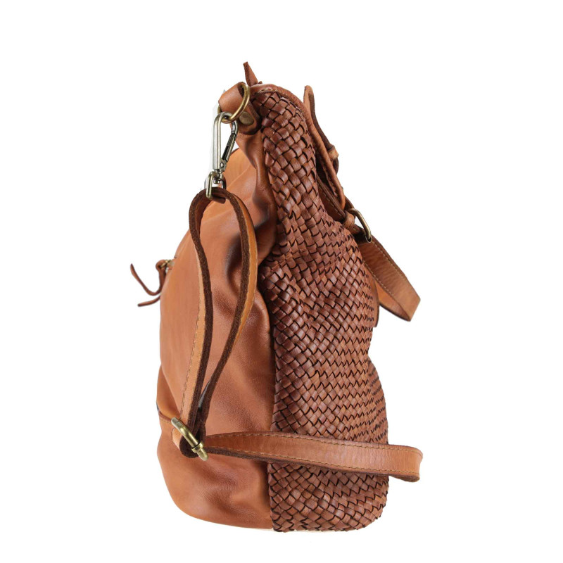 Woven leather Tote bag with shoulder strap