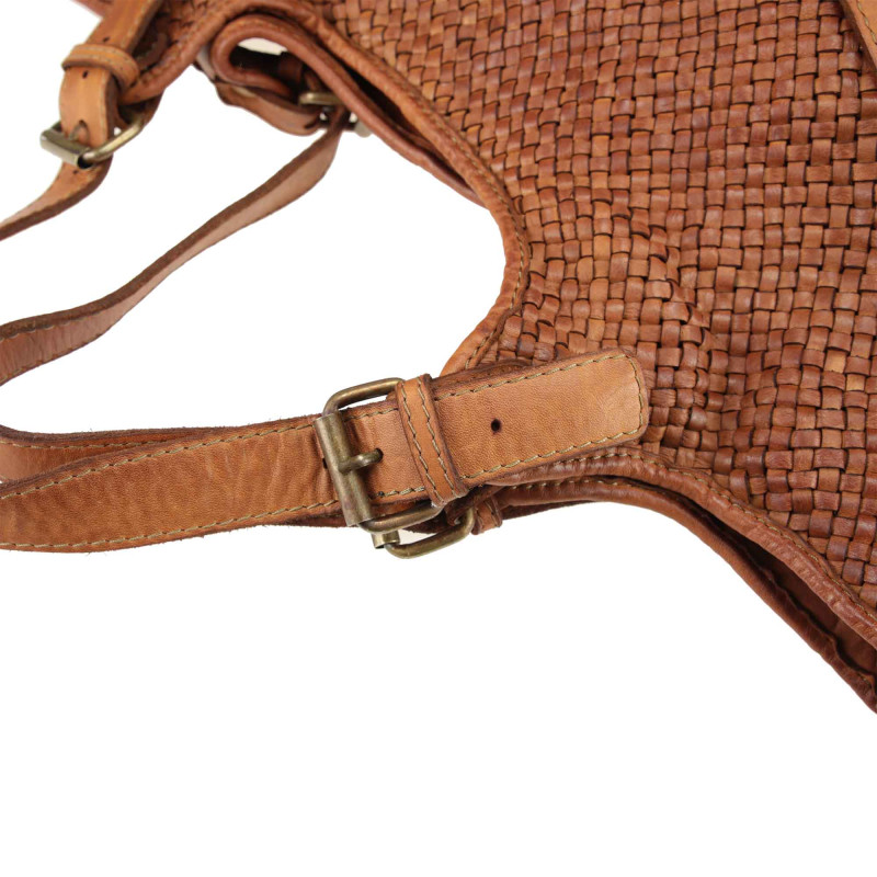 Woven leather Tote bag with shoulder strap