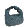 Small handbag in woven leather with knot decoration