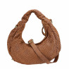 Woven leather moon bag with shoulder strap