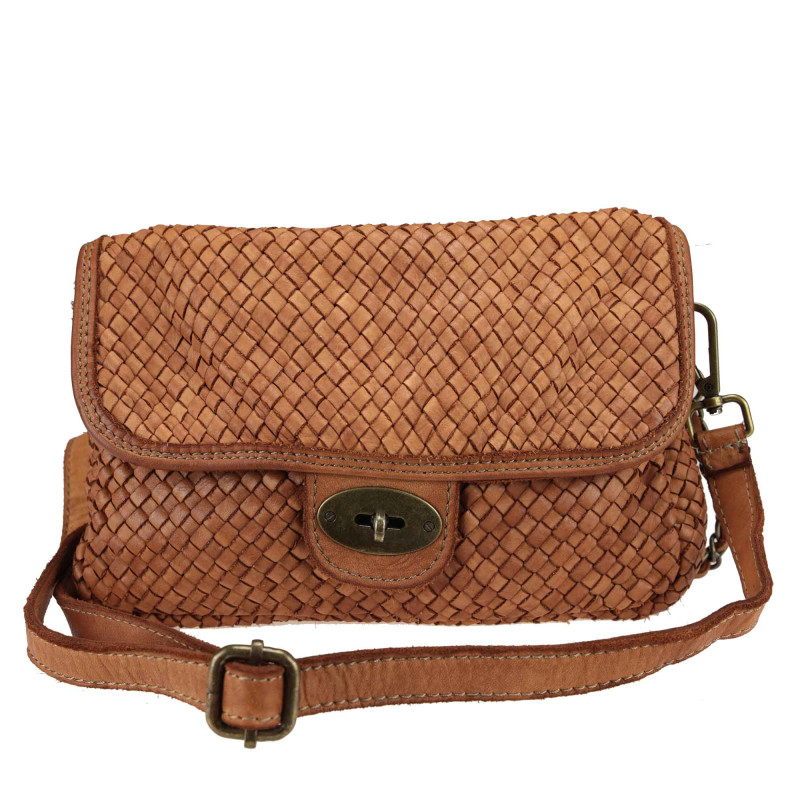 Woven leather cross-body