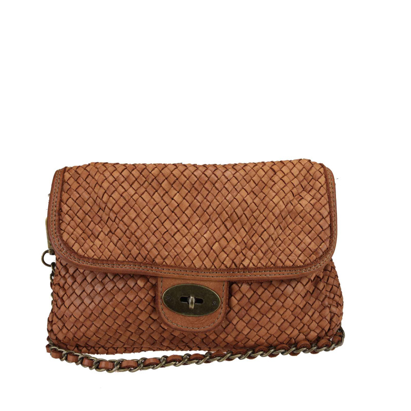 Woven leather cross-body