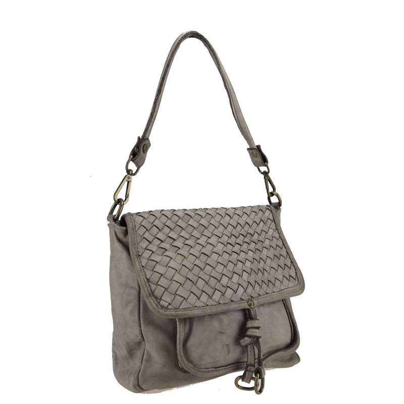 Braided leather shoulder bag