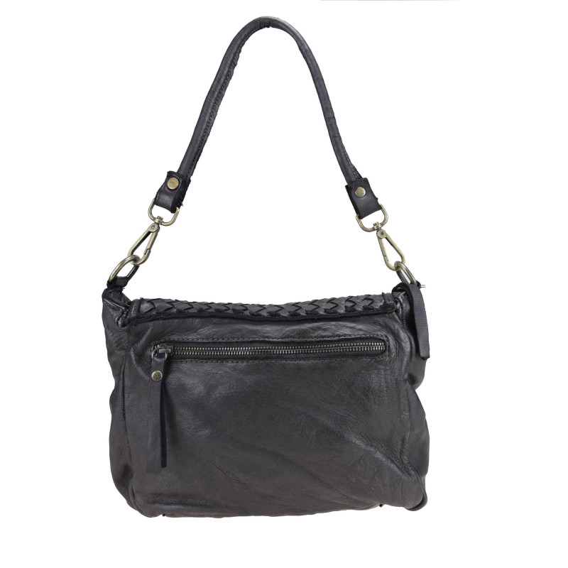 Braided leather shoulder bag