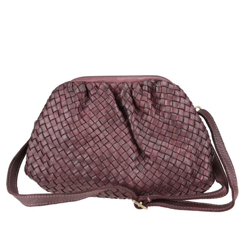 Vintage effect woven leather clutch