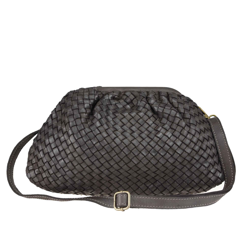 Vintage effect woven leather clutch