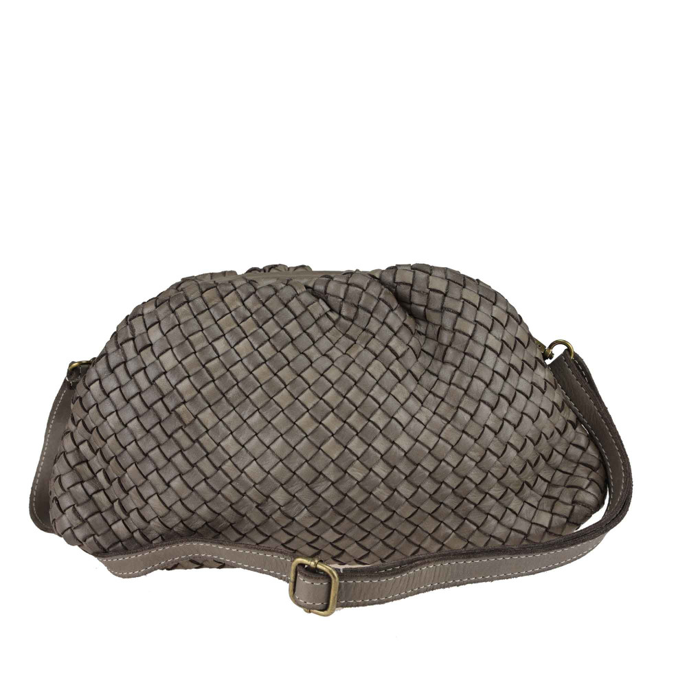 Vintage effect woven leather clutch