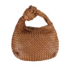 Woven leather bag with knot