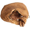 Woven leather bag with knot